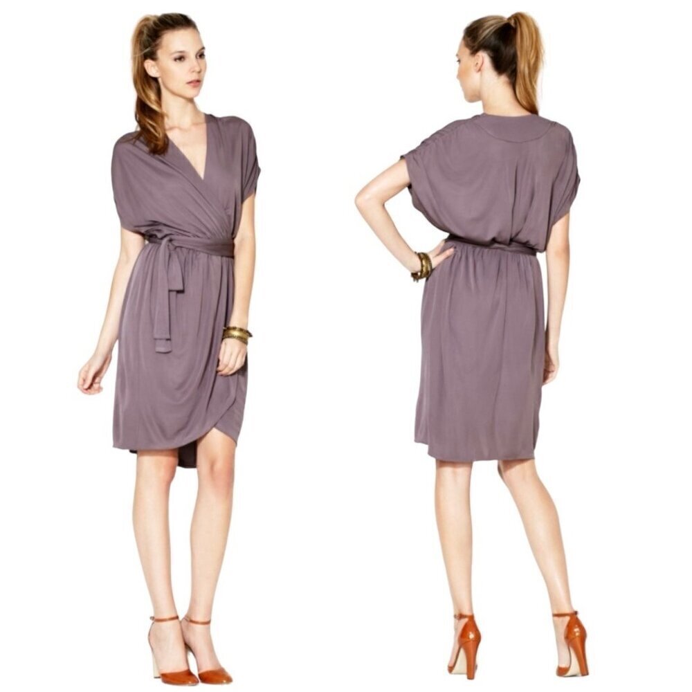 NWT COSTELLO TAGLIAPIETRA Wrap Dress Sz.6 Taupe Neutral Designer Career Drapey
